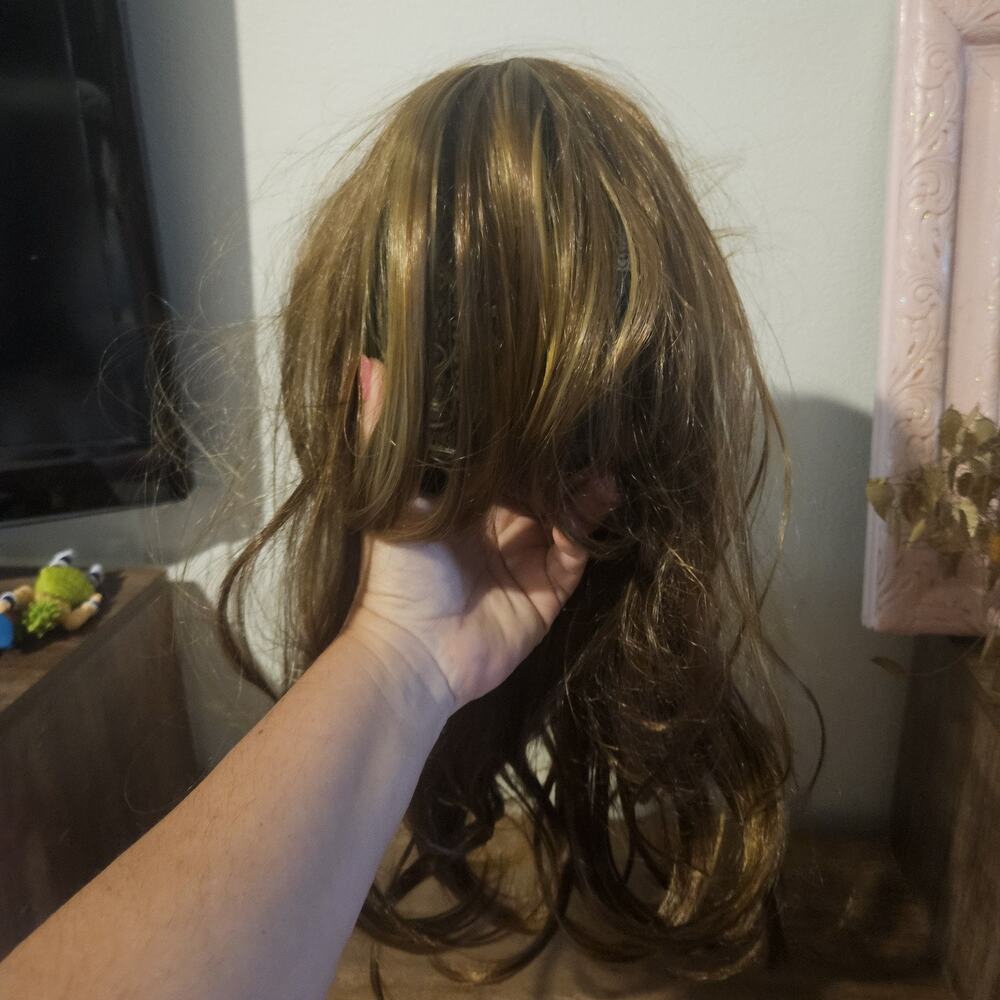 Halloween Wig Synthetic Hair Layers Straight Cosplay Light Brown Highlights Guc